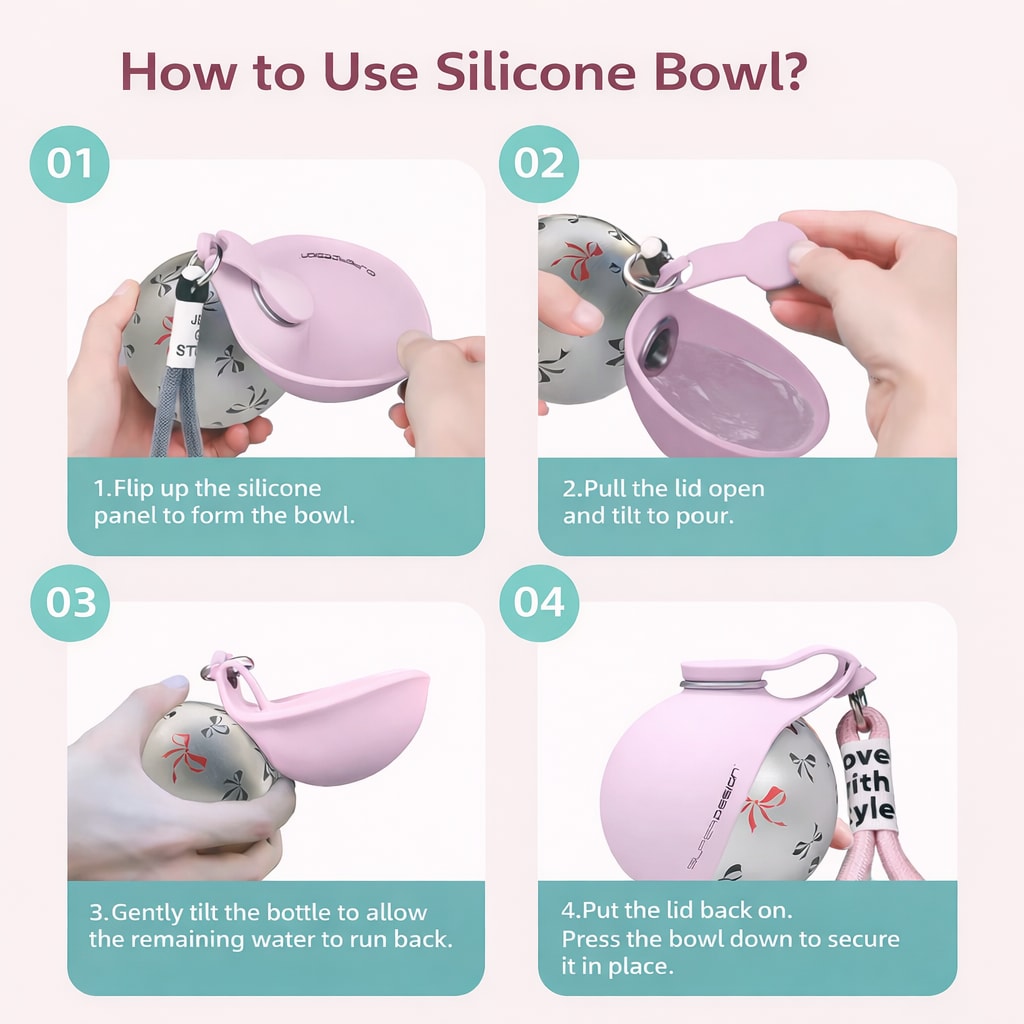 Portable Dog Water Bottle with Bowl