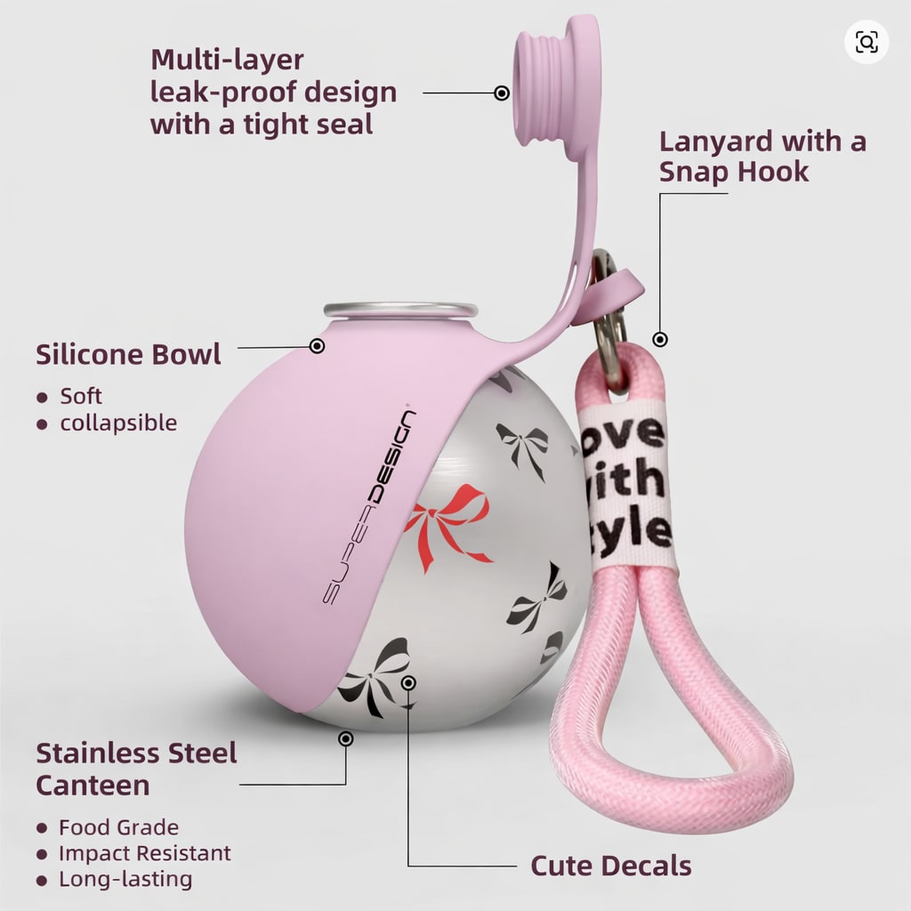 Portable Dog Water Bottle with Bowl