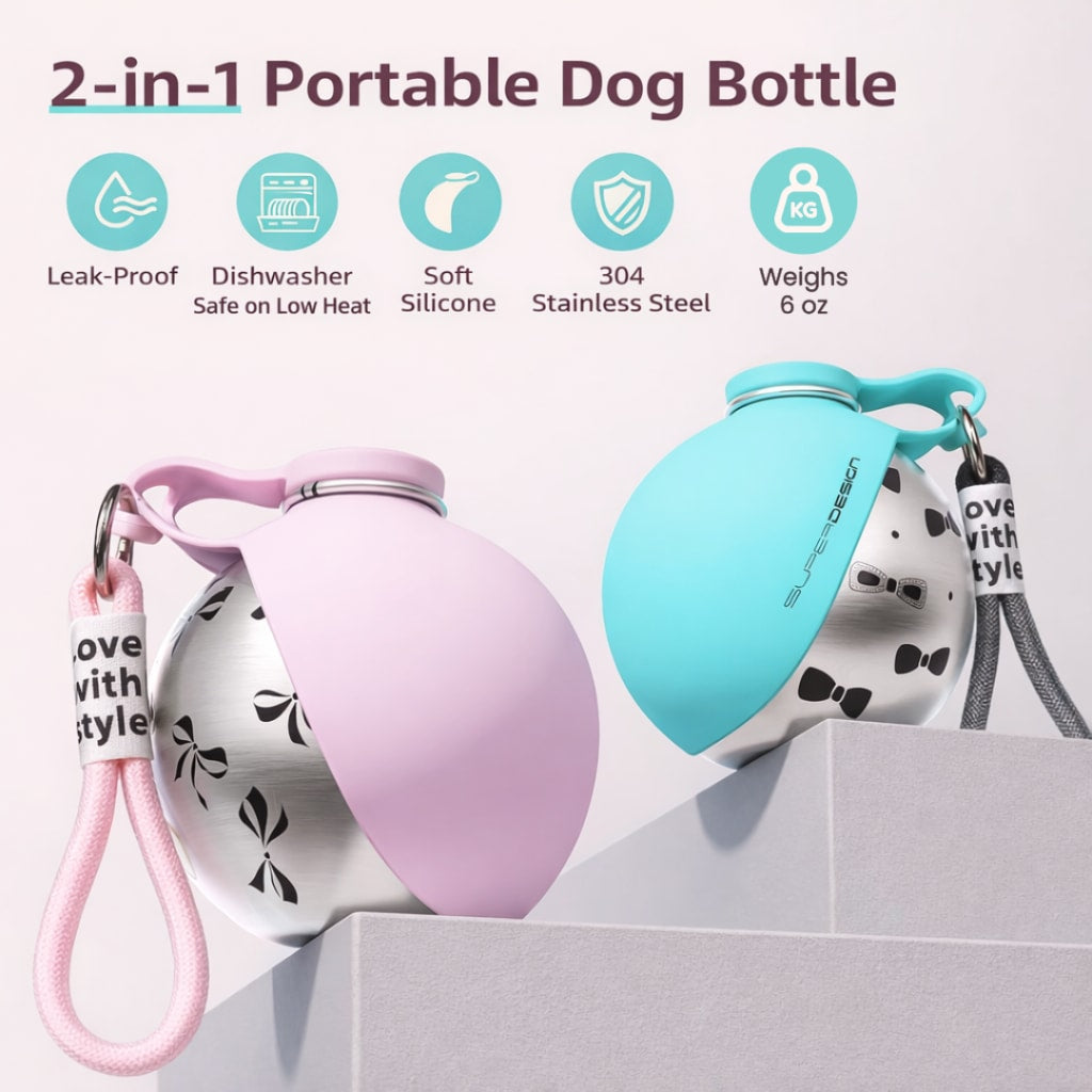 Portable Dog Water Bottle with Bowl