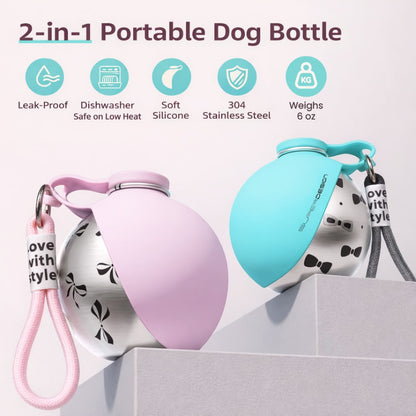 Portable Dog Water Bottle with Bowl