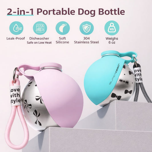 Portable Dog Water Bottle with Bowl